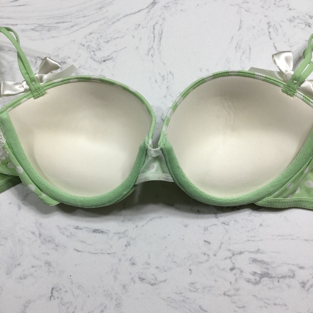 B. Tempt’d By Wacoal Polka Dotted Push Up Bra Lime Green 32C - Picture 10 of 16